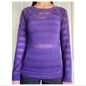 F21 Sheer Striped Purple Long Sleeve